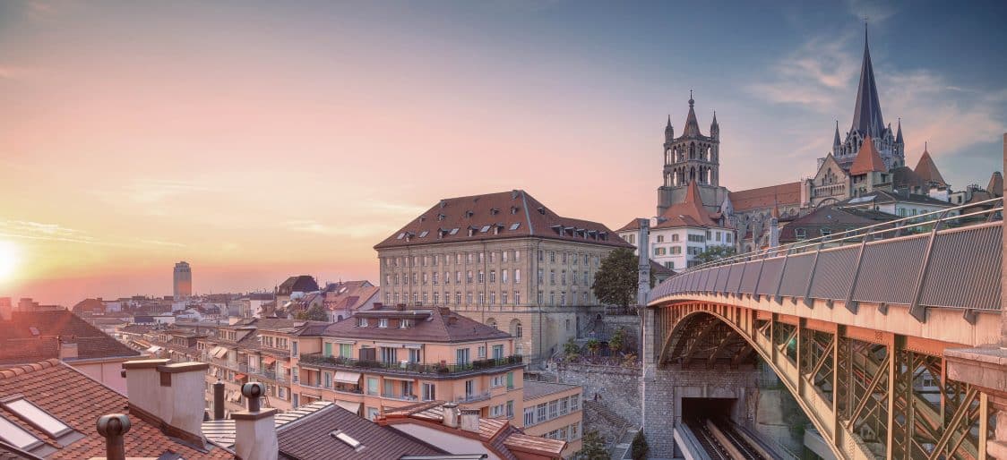 Vue aérienne de la ville de Lausanne