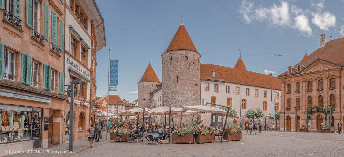 Vue sur la place Pestalozzi à Yverdon-les-Bains