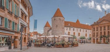 Vue sur la place Pestalozzi à Yverdon-les-Bains