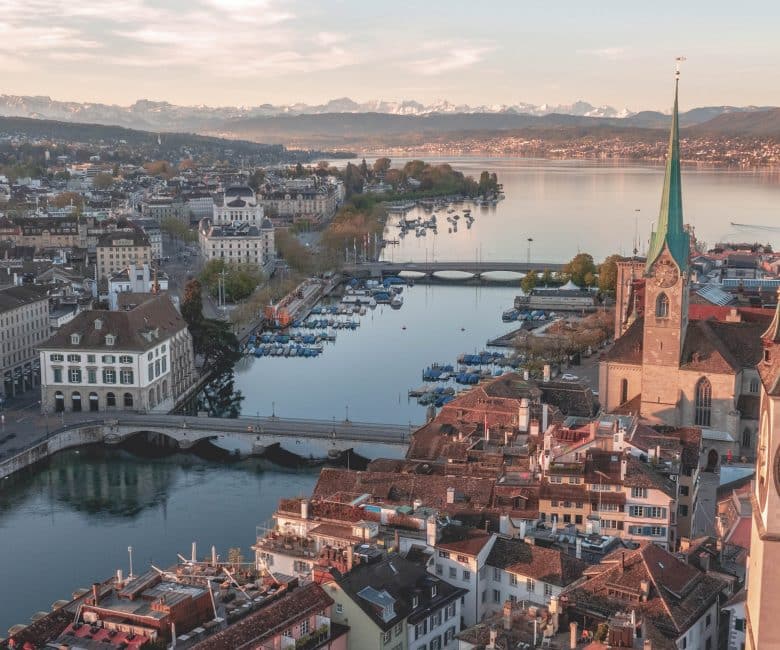Vue aérienne de la ville de Zürich
