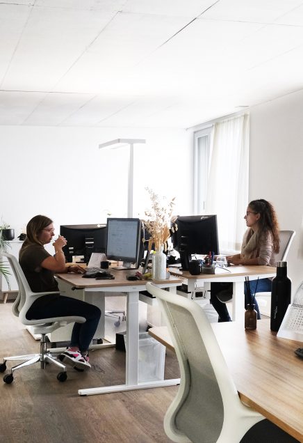 Equipe support de New Work. Vue sur le bureau du Payroll