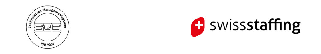 Logo des certifications Swissstaffing et SQS ISO 9001